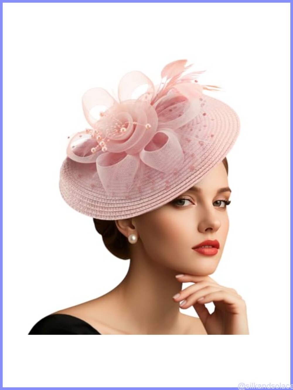 DRESHOW Fascinator Hat Flower Mesh Feathers Headband Clip Tea Party Headwear